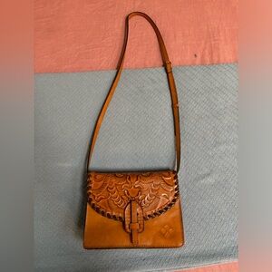 Patricia Nash Brown Leather Embossed Crossbody Bag - Brand New